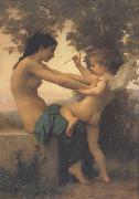 Young Girl Defending Herself against Eros (mk26) Adolphe William Bouguereau